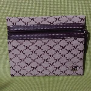 Etienne Aigner Brown and Cream Cosmetic Bag